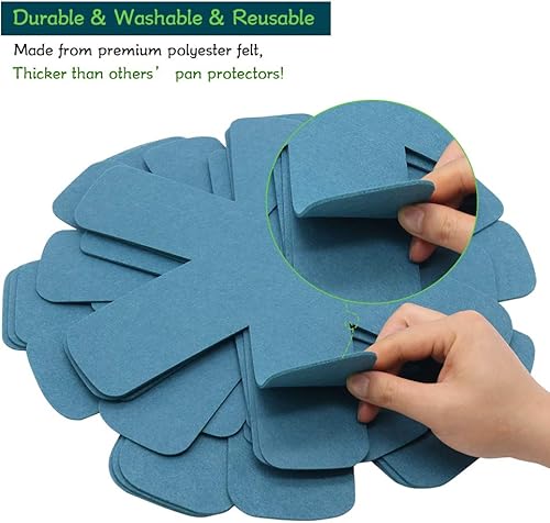 Miniatura 5 de Protectores de sartenes para ollas, almohadillas protectoras más grandes y gruesas, protectores de sartenes grisciannaranja, 3 tamaños diferentes,