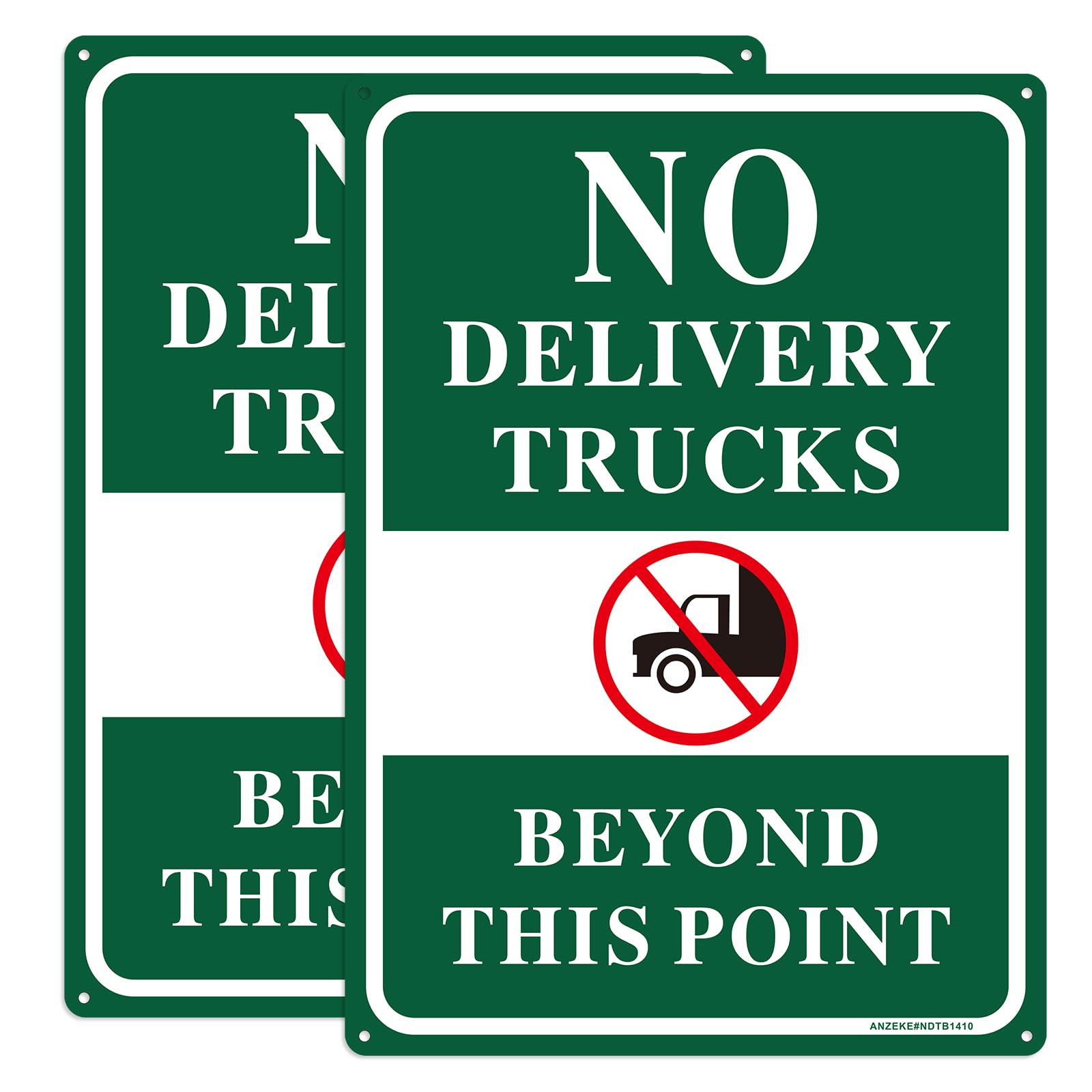 No Delivery Trucks Beyond This Point Sign, 2Pack No Trucks Warning Road Signs,14"x10" No Deliveries Sign, Rust Free Reflective Aluminum, Fade/Weather