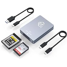 CFexpress Type B and SD Dual-Slot Memory Card Reader, 10Gbps USB 3.2 Gen 2 Dual-Slot Aluminum Alloy CF Express Adapter with USB C to C/A Cable, Compatible with Windows Mac Linux Android