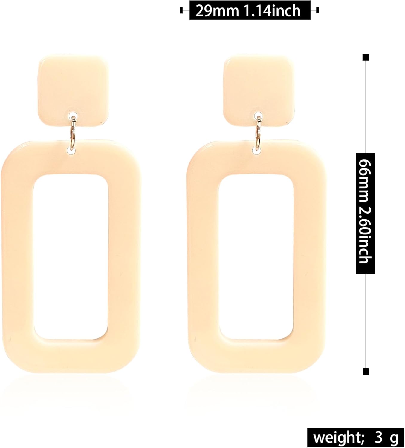 YUNXI 70s Vintage Minimalist Multicolor Acrylic Geometric Square Hollow Drop Dangle Neon Earrings Retro 80s Party Costume Accessory Jewelry for Women With Box - Image 5