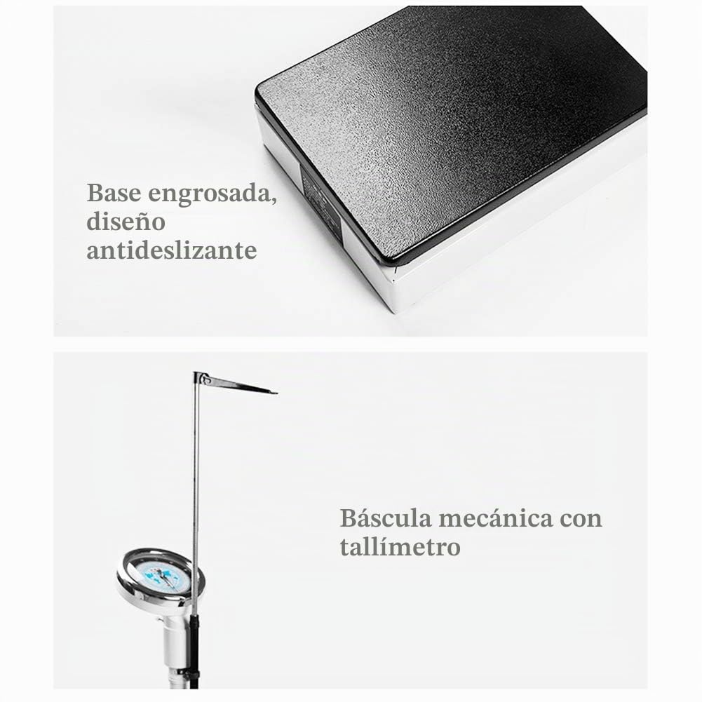 Bascula Personal analogica, Báscula mecánica, Báscula para medir Peso y Altura Balanza Digital, farmacias, hospitales, Instrumentos Especiales para medir la Altura y el Peso de Adultos