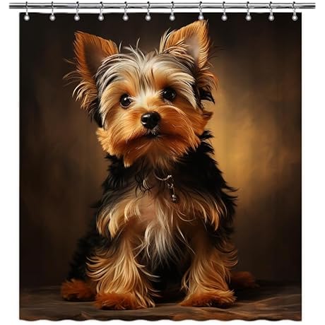 Cute Funny Yorkshire Terrier Shower Curtain for Dog Lovers