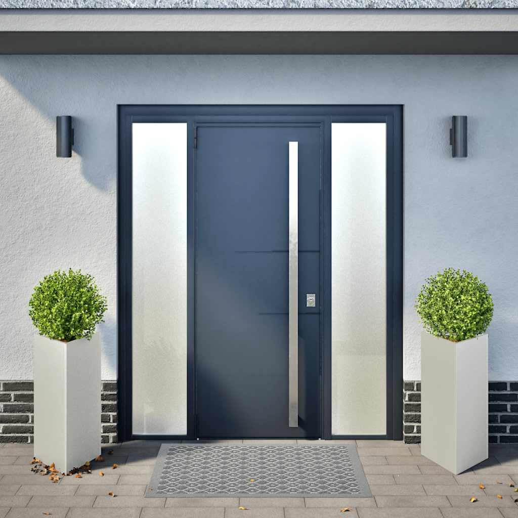 Trójkątne donice ogrodowe 2 szt ze stali nierdzewnej 40x34,5x75cm, odporne na rdzę pojemniki na kwiaty i rośliny na balkon taras patio, ochrona przed chwastami