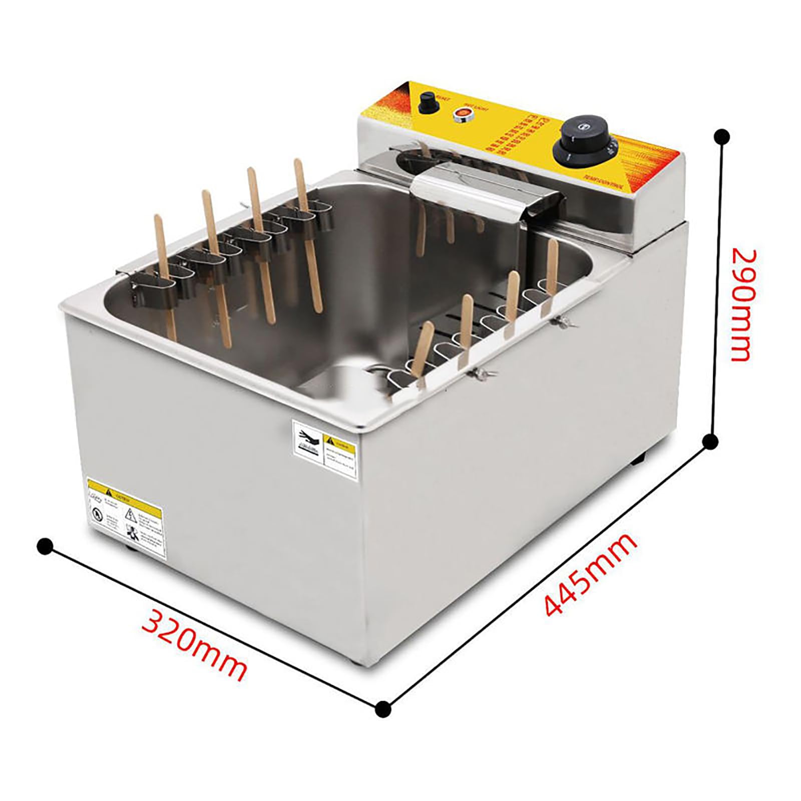 Frytkownica komercyjna, 1900 W 12 l automatyczna serowa kiełbasa parówka grill kuchenka patyczki frytkownica, 8 szt. sprzęt do smażenia kiełbasek regulowana temperatura