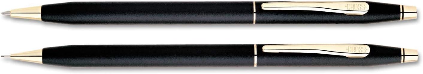 Cross 250105 Classic Century Ballpoint Pen & Pencil Set, Black/23 Kt. Gold Accents