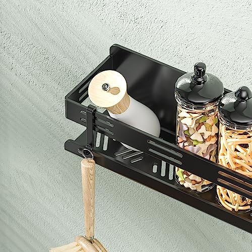 Jamend Clxp SCS-02 Shower Caddy- Bathroom Coner Basket Shelf With 2 Removable Metal Hooks- Stainless Steel- Black Storage Shelves For Inside Shower- Wall Mounted Bathtub Organizer Rack With Screws. thumb #3