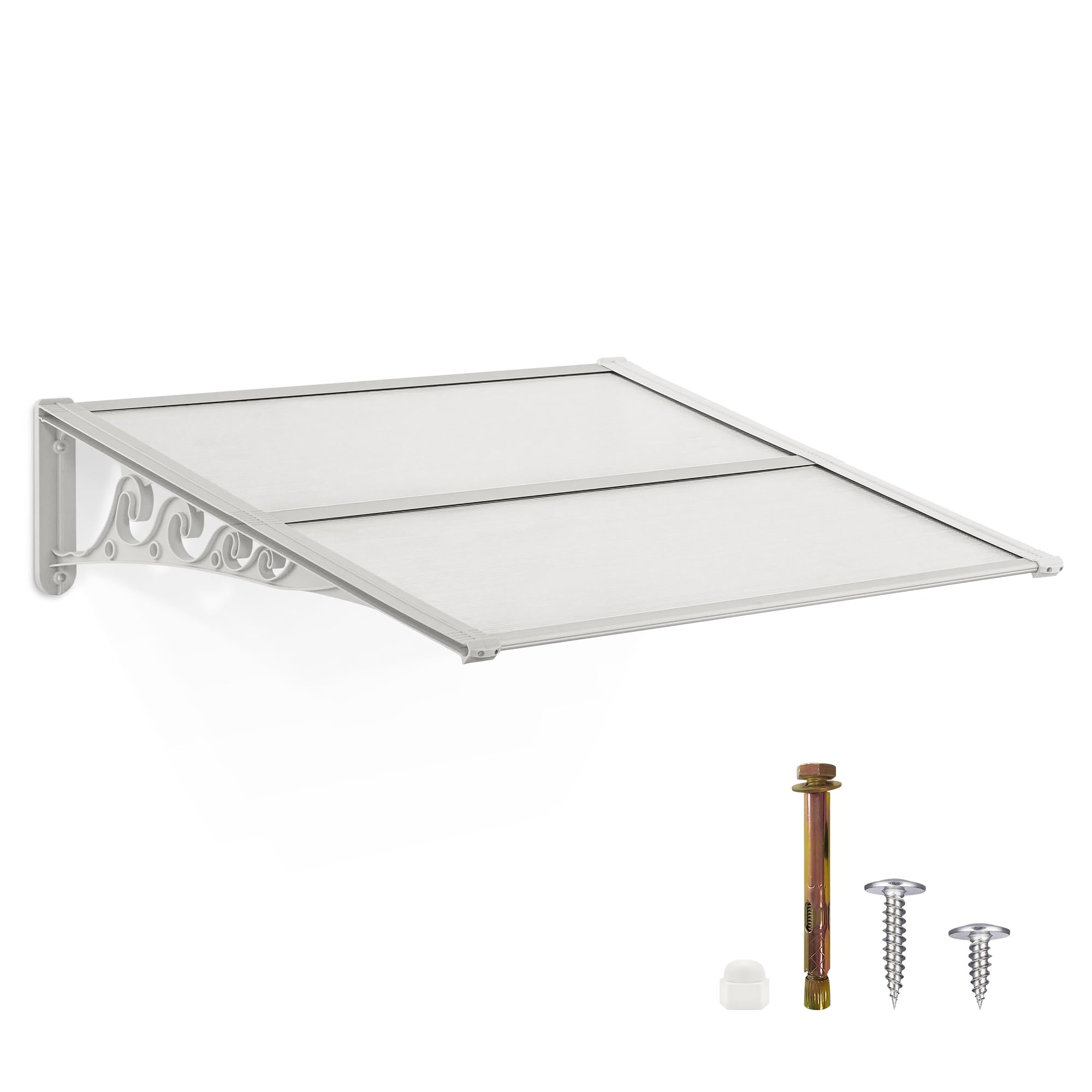 MCombo Window Awning Door Canopy Exterior, Polycarbonate Cover Front Door Outdoor Patio Awning Canopy UV Rain Snow Protection Hollow Sheet (Clear
