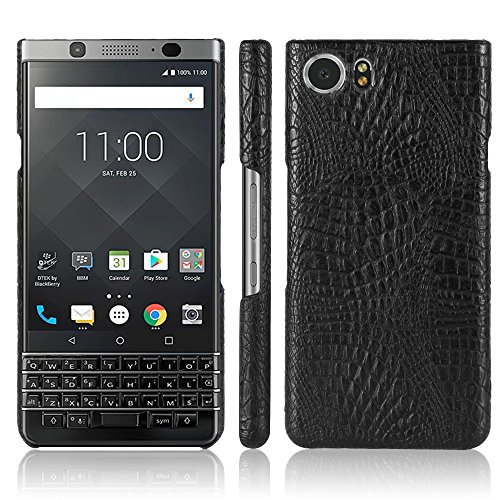 Yhuisen Luxury Classic Crocodile Skin Pattern [Ultra Slim] PU Leather Anti-Scratch PC Protective Hard Case Cover for BlackBerry KEYone/Mercury / DTEK70 (Color : Black)