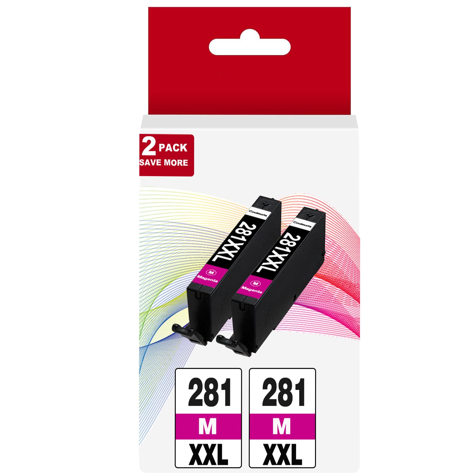 281 XXL Magenta Ink Cartridges 2 Pack Replacement for Canon CLI 281XXL for Cannon 280 281XL Fit for TR8620a TR8600 TR8622a TR8520 TS9521c TR7520 TS9120 TR8622 TS9520 TS6220 TS6320 TS702a TR8500 TR7620
