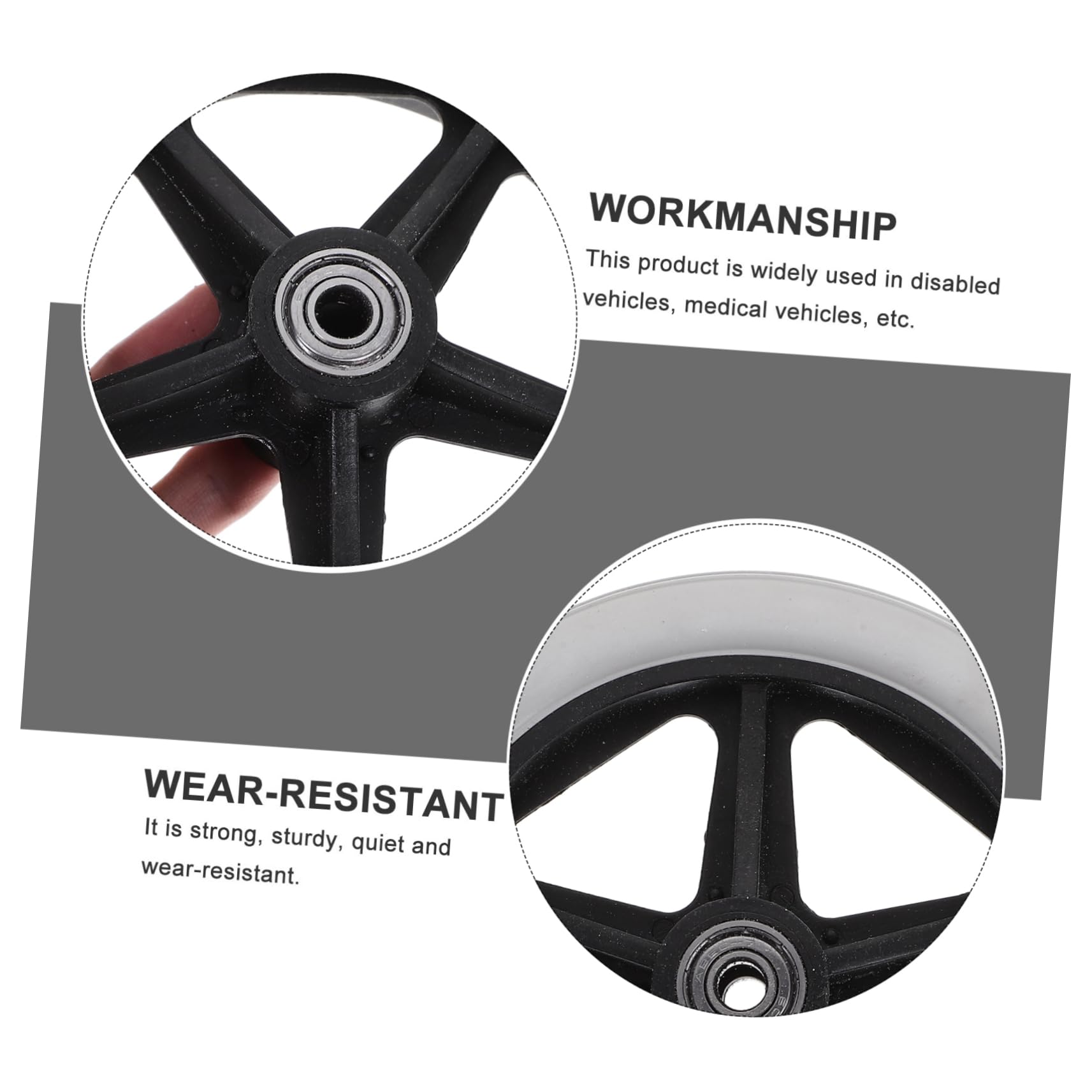 Homoyoyo Ruedas Delanteras para Silla de Ruedas 4 Piezas Repuesto Material Abs y Acero para Uso Interior y Exterior Rodamiento Ligero y Resistente