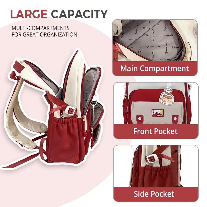 Cute Aesthetic Large Waterproof Backpack for Women Y2K Casual Laptop Backpacks Preppy College Anti-Theft Daypack (Black)3