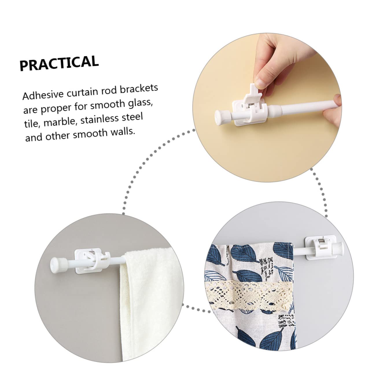 TOPBATHY 3 Set Gancio Appiccicoso per Asta per Tende Aste - Staffa Asta Appendiabiti Supporto per Staffa per Asta Senza Chiodi Attaccapanni per Tende per Camera da Letto 4 Pezzi * 3