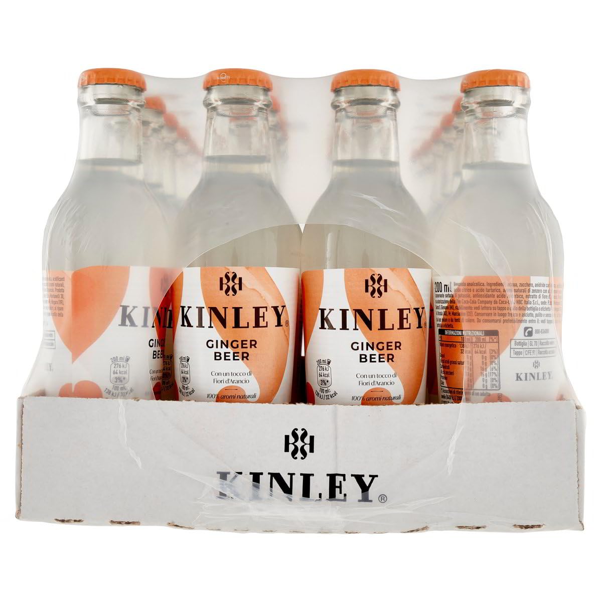Kinley Ginger Beer, 24 botellas de cristal de 200 ml, cerveza de jengibre para mixología, bebida no alcohólica + Polpa italiana gourmet