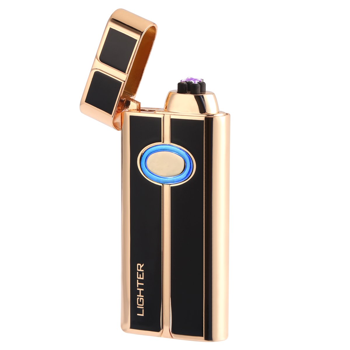 PADGENE Electric Plasma Lighter USB Rechargeable Double Arc Windproof Flameless Zinc Alloy Metal Polishing Lighter