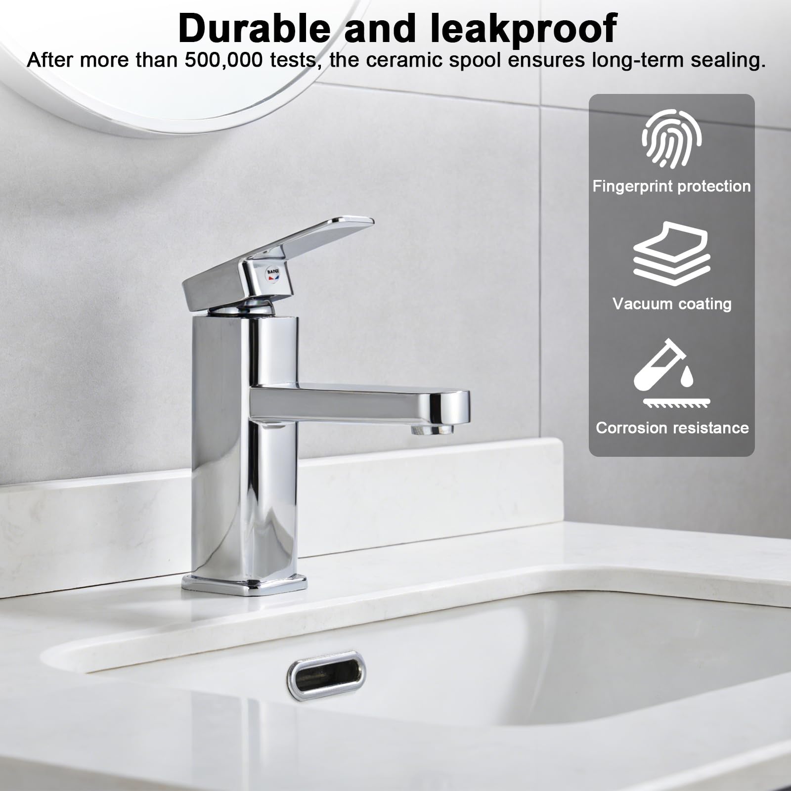 Wasserhahn Bad Waschtischarmatur Armatur Silber Waschtischmischer Warm und Kaltwasserhahn Einhebelmischer Matt Silber Badarmatur für Bad Spüle Edelstahl Messing