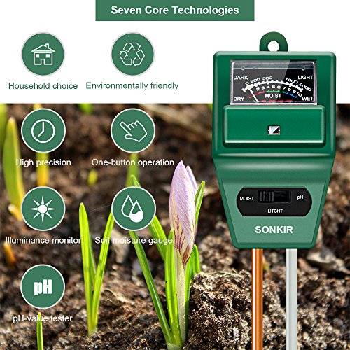 Sonkir Soil pH Meter, MS02 3-in-1 Soil Moisture/Light/pH Tester Gardening Tool Kits for Plant Care, Great for Garden, Lawn, Farm, Indoor & Outdoor Use (Green) Sonkir Soil pH Meter, MS02 3-in-1 Soil Moisture/Light/pH Tester Gardening Tool Kits for Plant Care, Great for Garden, Lawn, Farm, Indoor & Outdoor Use (Green)
