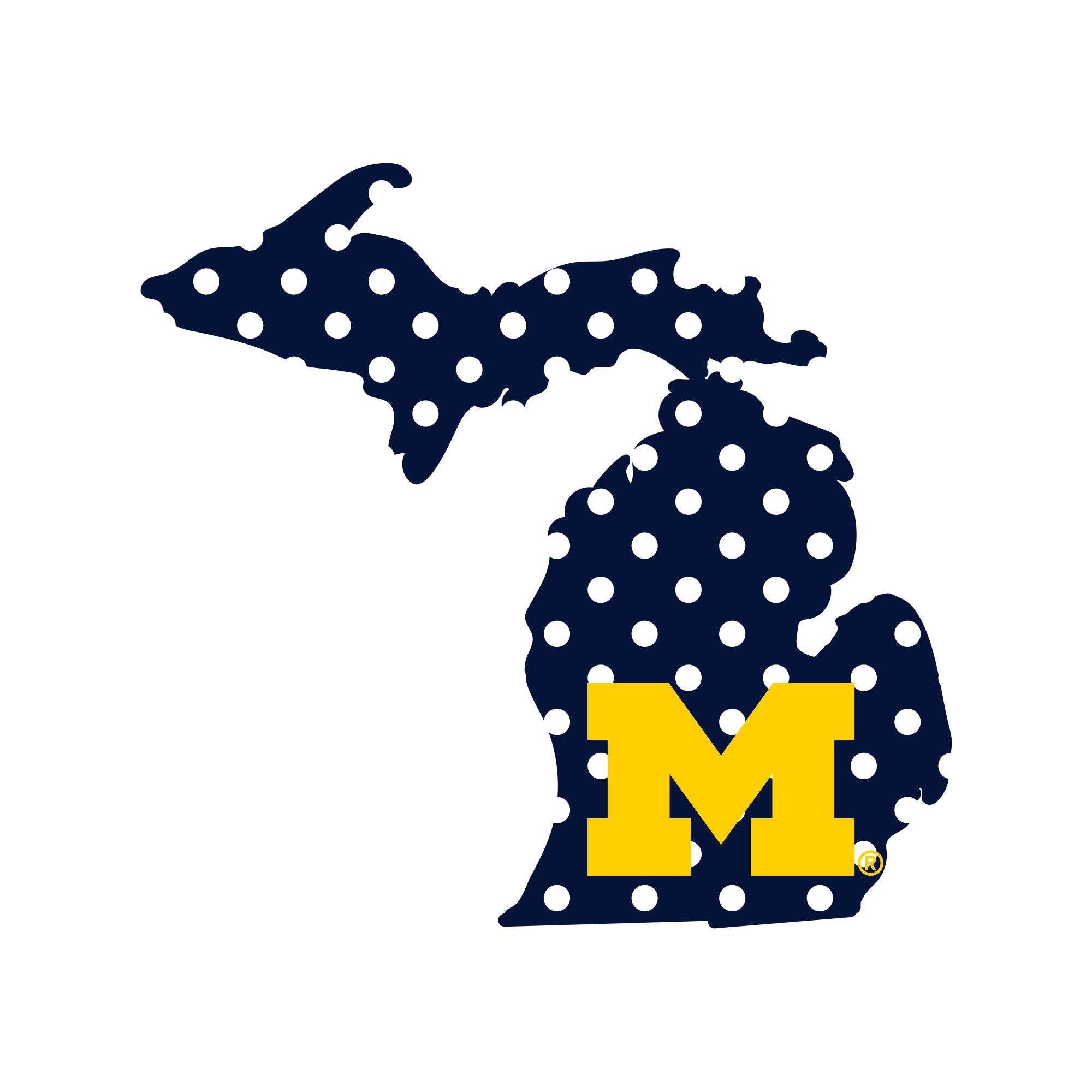 UGP Campus Apparel YC1125 - Michigan Wolverines Polka Dot State Infant Creeper Bodysuit - 6 Month - White