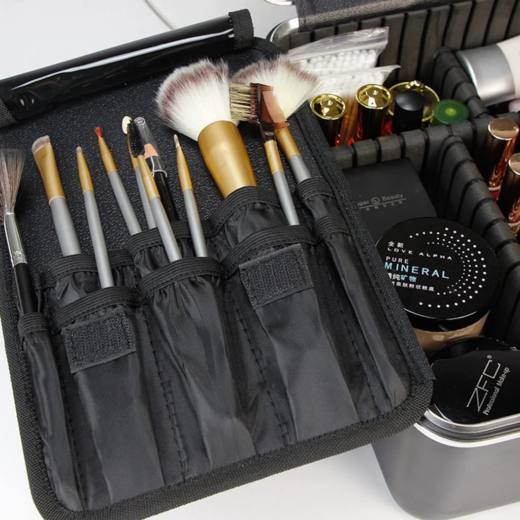 Makeup Box Professional Makeup Box for Makeup Artist, Portable Cosmetic Storage Box with LED Light, Suitable for Travel, Hand-held/hangable Luggage Hanging Rod (Color : Black, Size : 40