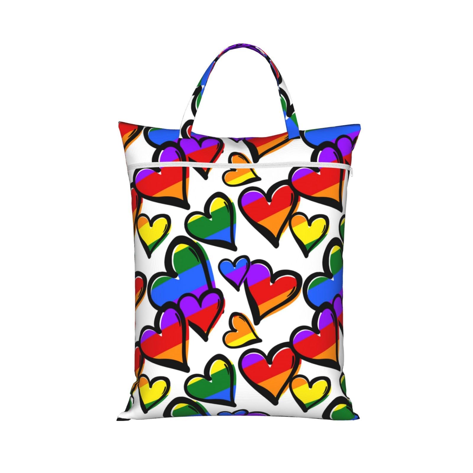 YFSGDLBN Rainbow Colored Gay Pride Hearts printed Travel dirty laundry bag clothes pack Storage Basket Bag