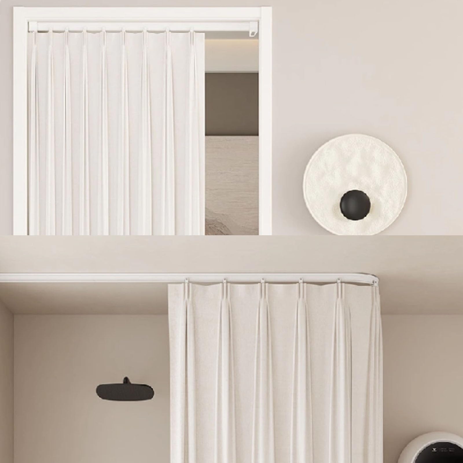 Barra cortina ducha curva Cortina ventana techo Barra cortina ducha curva Riel de cortina de techo flexible Ámbito de aplicación: Adecuado para salas de estar baños dormitorios techos ventan