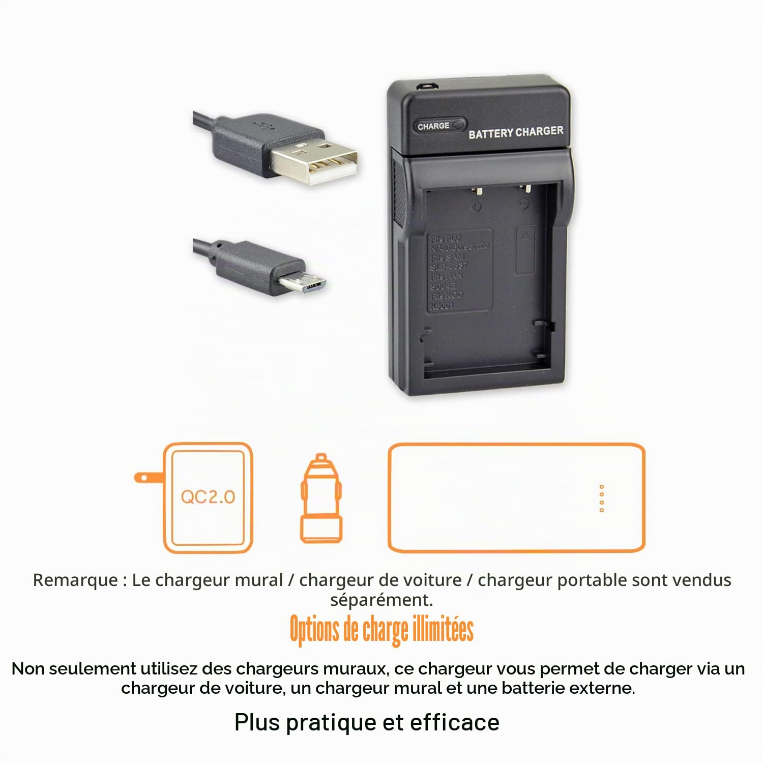 DSTE BP-DC8 Lot de 2 batteries Li-ion et chargeur micro USB compatible avec les appareils photo Leica BP-DC08 X-Vario Mini-M X-typ113 X1 X2