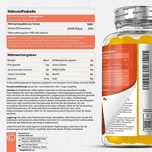 Vitamin D3 Gummibärchen von WeightWorld für gesunde Ernährung