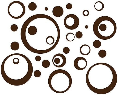 Wall Decor Plus More WDPM041 - Adhesivo de vinilo para pared, diseño de círculos y anillos, color marrón chocolate, 25 piezas