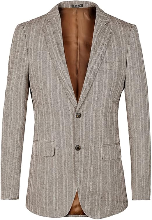 Formal Linen Blazer Men Luxury Striped Mens Blazer Slim Fit Jacket