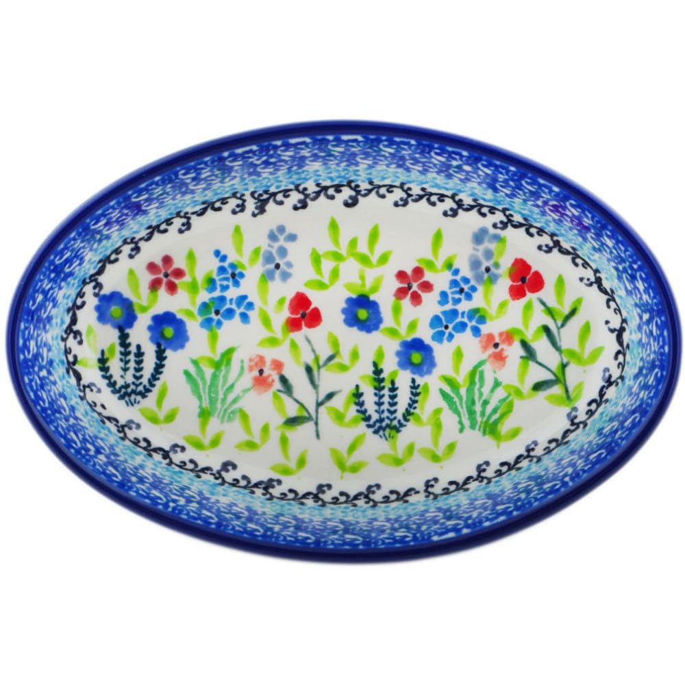 Authentic Polish Pottery Condiment Dish Signature UNIKAT in Spring Essence Design Handmade in Boles?awiec Poland by Ceramika Artystyczna + Certificate of Authenticity