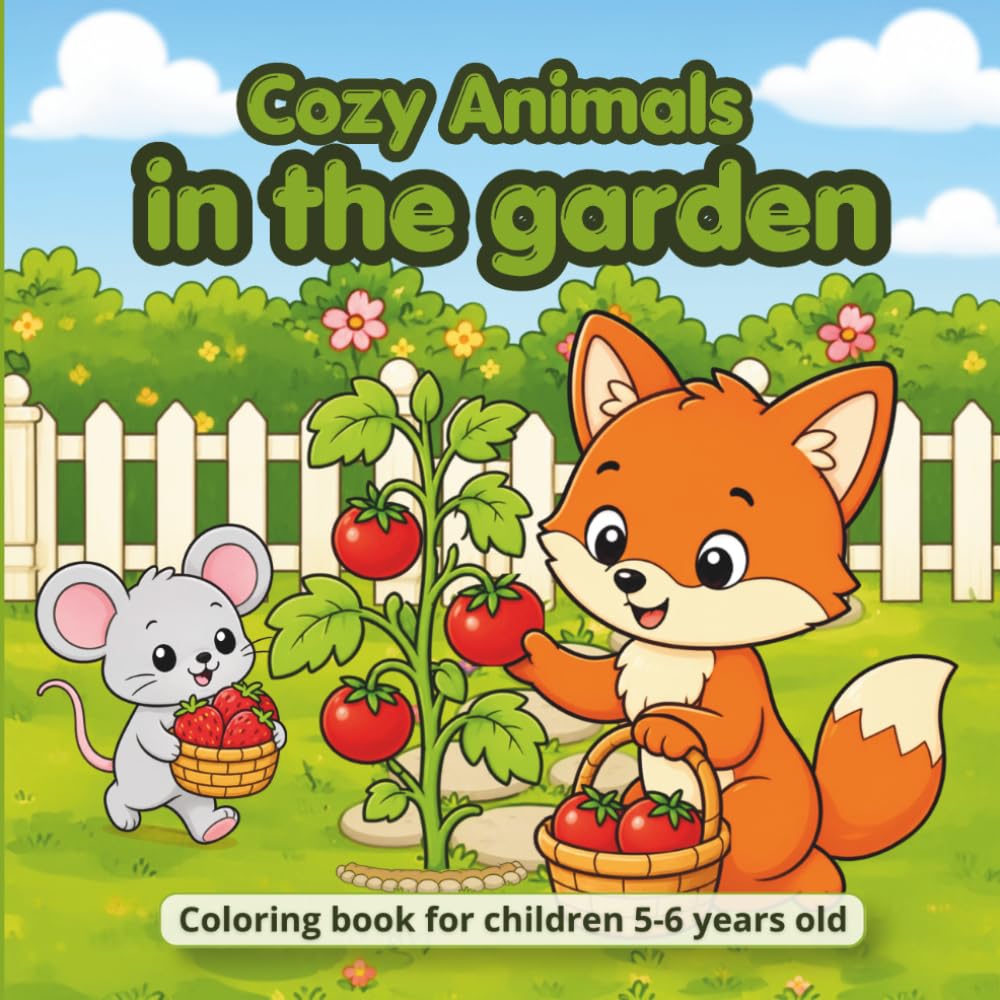 Cozy Animals in the garden: Coloring book for children