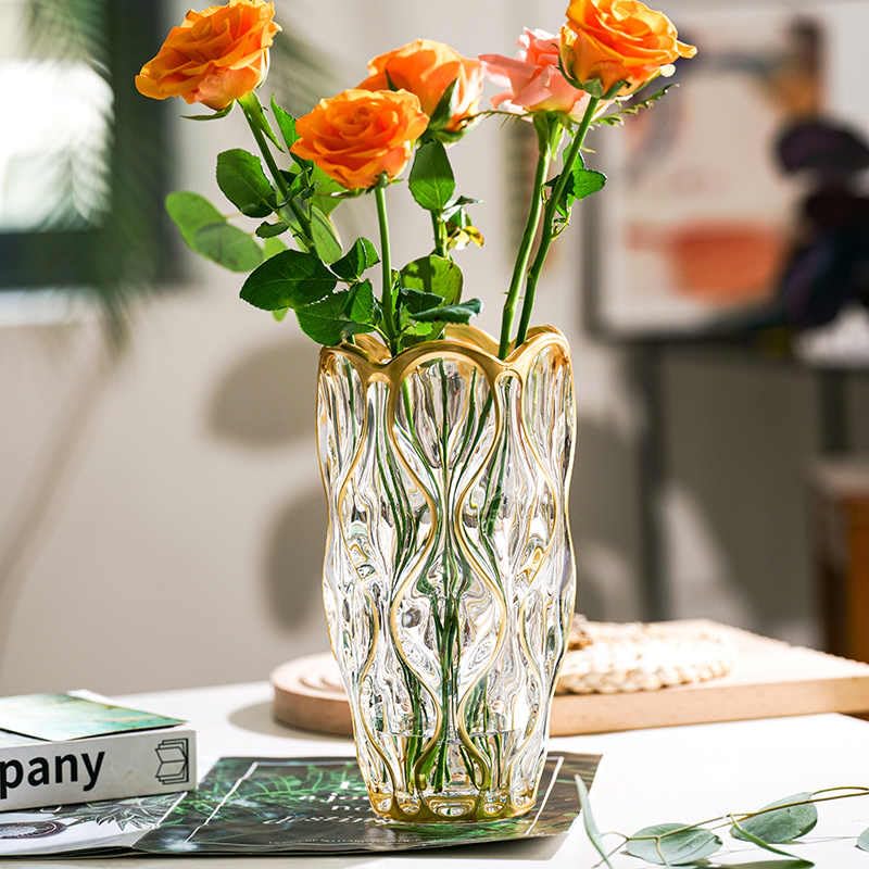 Deegufa Bohemia Crystal Glass Vase with Hand Painted Trace in Gold 9.5 in, Premium Glass Vase for Home, Flowers Decor - Image 6