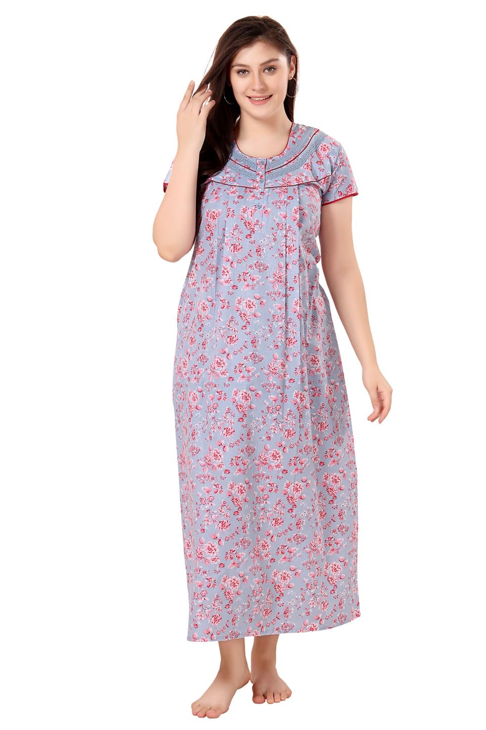 soulemo Women's Pure Cotton Floor Length Nighty 1677-picture-33