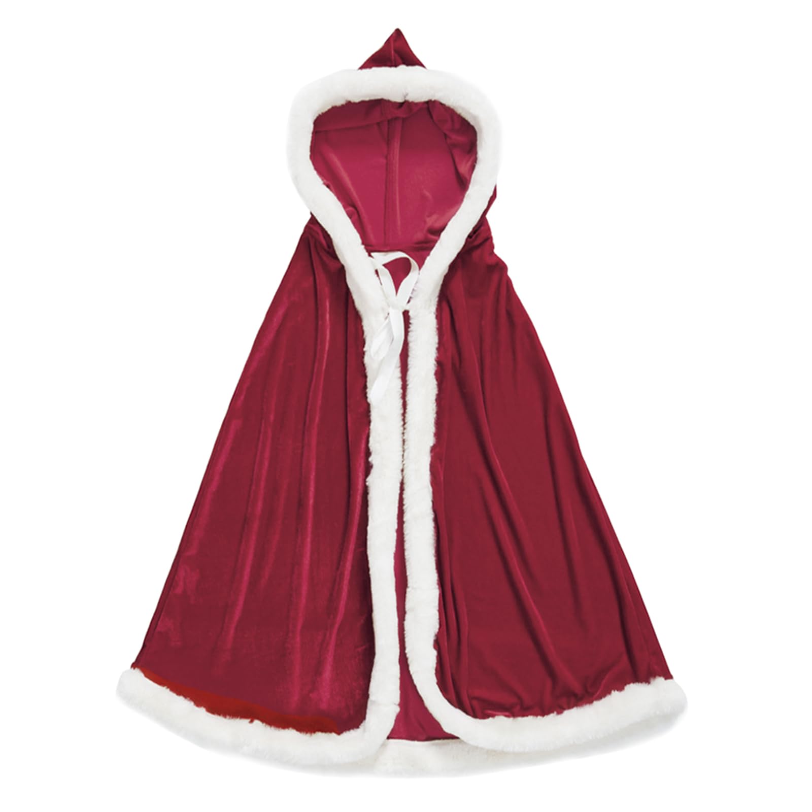 TINAYAUE Adult Christmas Hooded Cape Santa Claus Cloak Christmas Costume Robe w/ Hat Party Supplies Accessories Red Mantle Cape for Party Family Fancy Dress Cosplay for Parent Children, 80cm/31.5'' — image 1