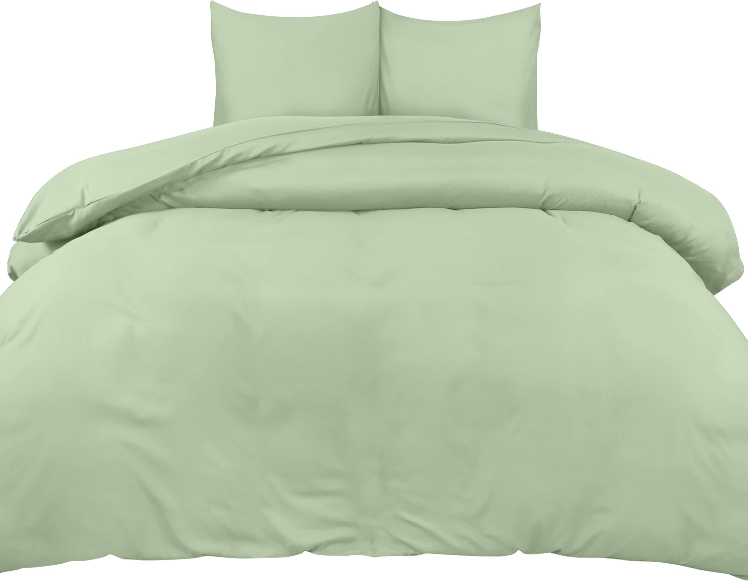 Utopia Bedding Copripiumino Una Piazza e Mezza - Microfibra Copripiumino 200x200cm + Federe 80x80cm (Verde Salvia)