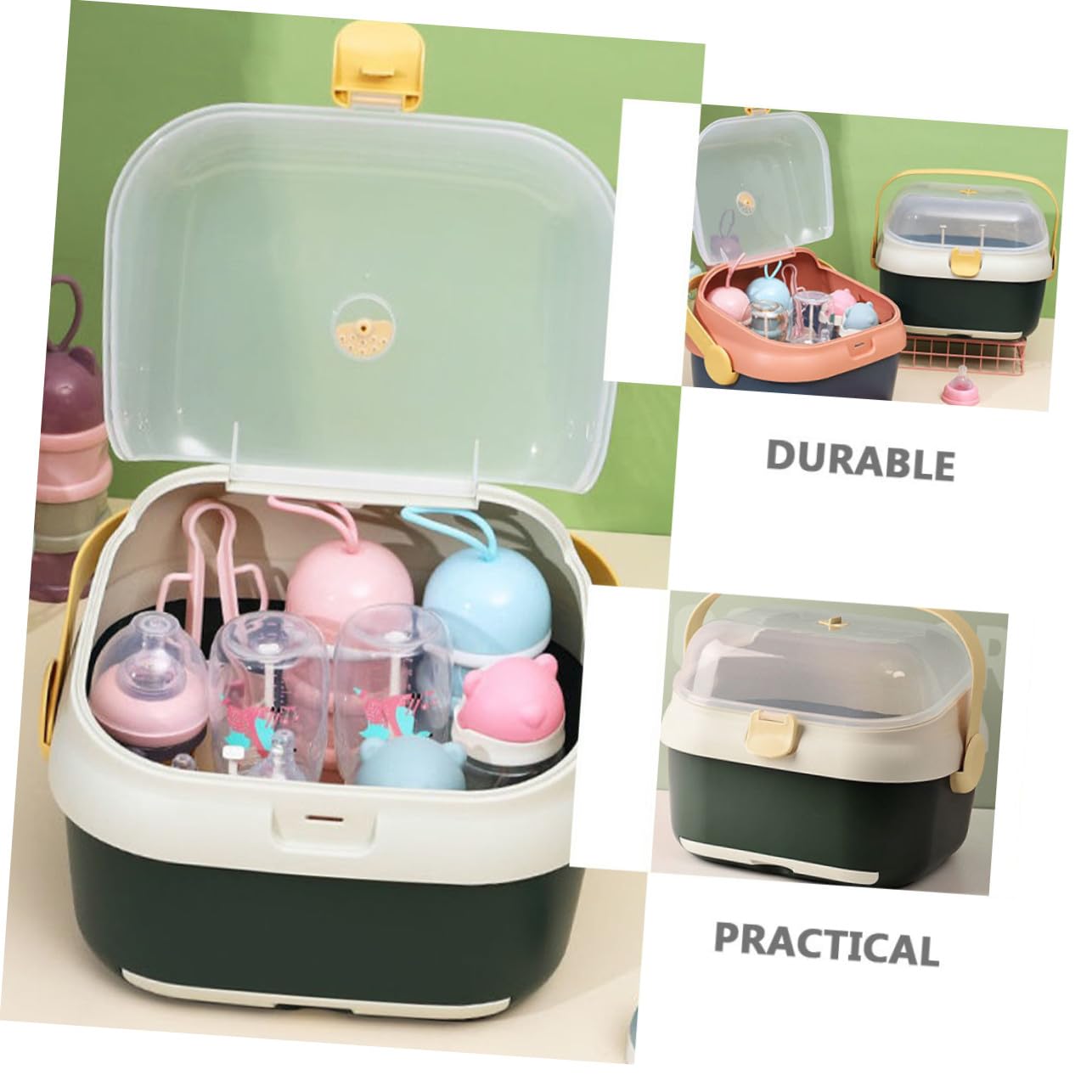 Abaodam Babyflaschen Aufbewahrungsbox mit Deckel aus Pp, 1 Stück | Milchflaschen und Schnuller, Multifunktional, Trocknungsbehälter für Lagerung