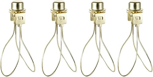 uxcell Adaptador de clip de bombilla para pantalla de lámpara, 4 unidades, con fijación de sombra, acabado superior de latón para lámpara de mesa,