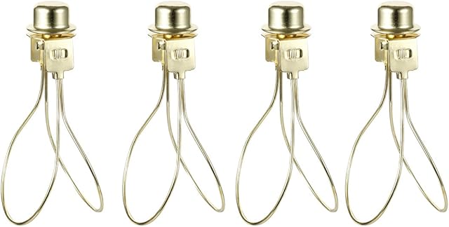 sourcingmap 4 Pcs Lamp Shade Light Bulb Clip Adapter with Shade Attaching Finial Top Brass