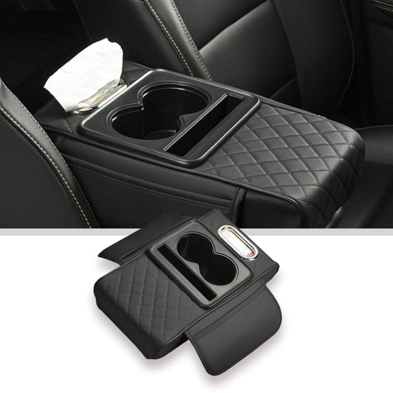 Tendula Car Armrest Cushion, 5 in 1 Center Console Cover with 2 Cup Holders, Phone Holder, Tissue Holder, Storage Bag, Mul... - Review, Price and Buying Guide
