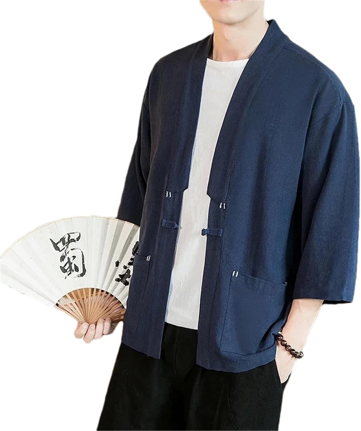 Traditional Japanese Men's Retro Cardigan Samurai Kimono Haori Samurai Yukata Asian Coat Adult Clothing