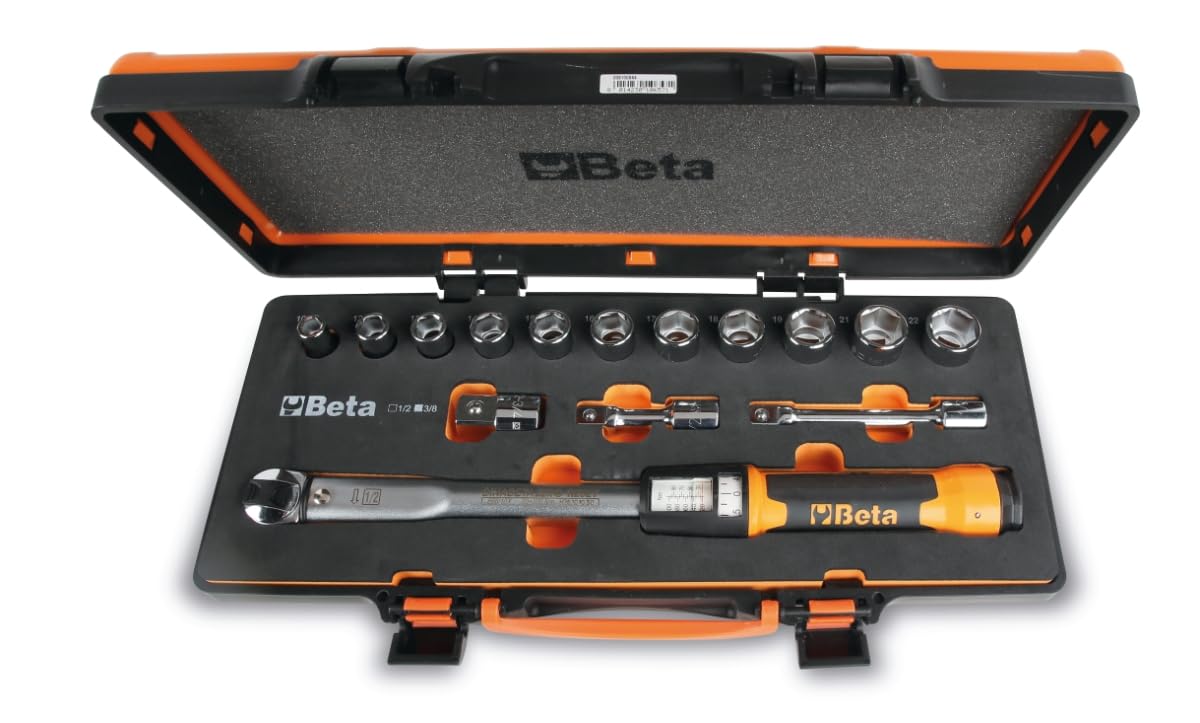 Beta 666/C10X - Chiave dinamometrica a scatto Zero-Reset 20–100 Nm con quadro 1/2” in cassetta con bussole e prolunghe