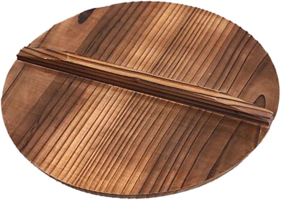 11.8 Inch Wooden Pot Lid with Large Handle Universal Wooden Cover for Cooking Anti Oil Splashing and Steam Retaining Kitchen Tool for Food Warmth