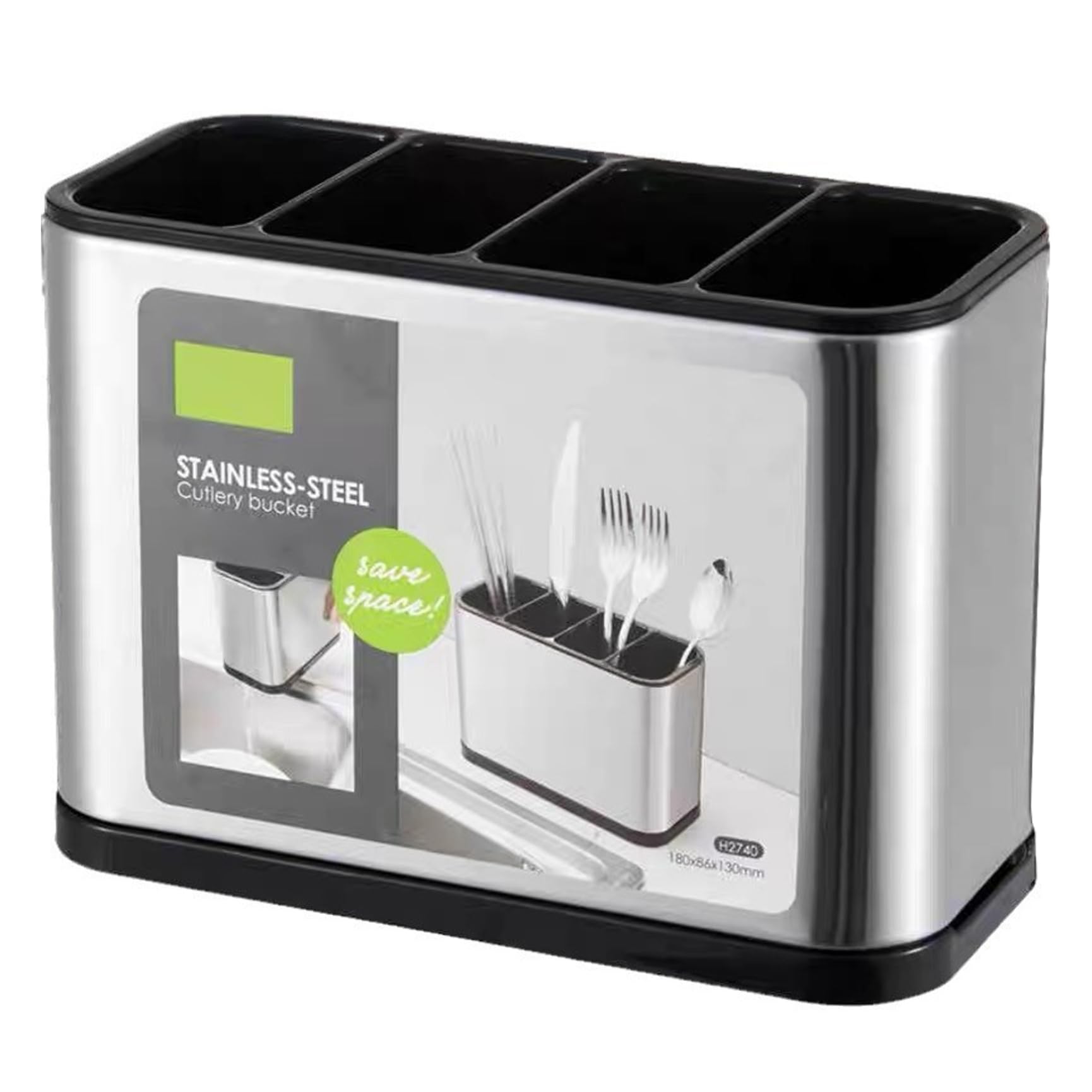 Faroby Silver Cutlery Drainer, Stainless Steel Ware Holder For Countertop, Multi-Compartment Fork Spoon Knife Storage For Kitchen, Utensil Caddy, Utensil Drainer