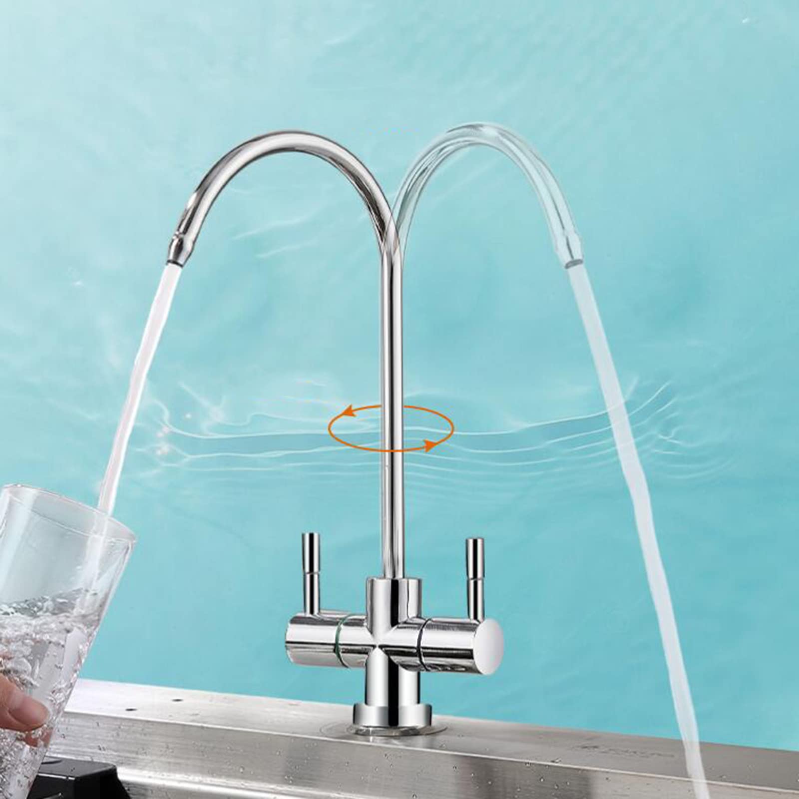 Grifo Cocina Osmosis Latón Salida Doble Purificador de Agua Grifo Recto para Beber Cromado