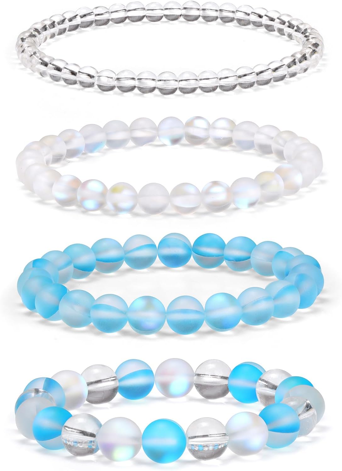 4pcs Beaded Bracelets for Women,Natural Healing Crystal Gemstones Bracelet,Anxiety Stress Relief Bracelet Handmade purple Jewelry Gifts for Women