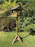 Wooden Bird Table Slate Roof Garden Wood Birds Feeding Station Table Bird Shelter