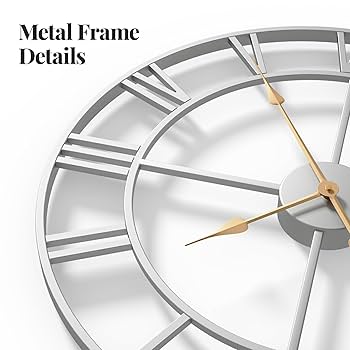 Amazon.com: Silver Wall Clock for Living Room Decor, 24 Inch