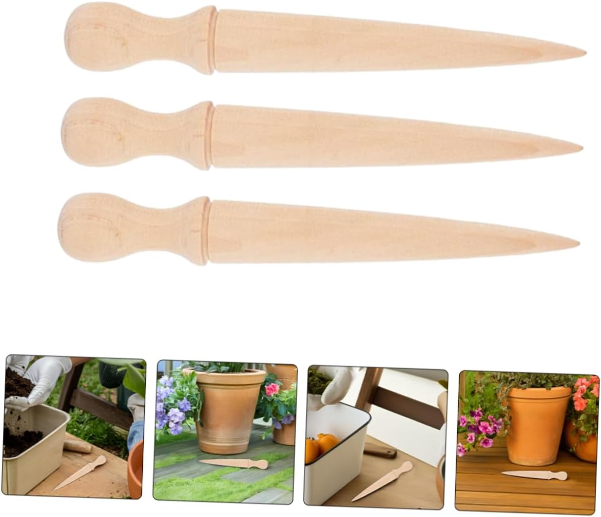 6pcs Garden Hole Puncher with Ergonomic Wooden Handle Versatile Gardening Tool for Planting Digging and Sowing Durable and Reliable Garden Digger for All Your Gardening Needs