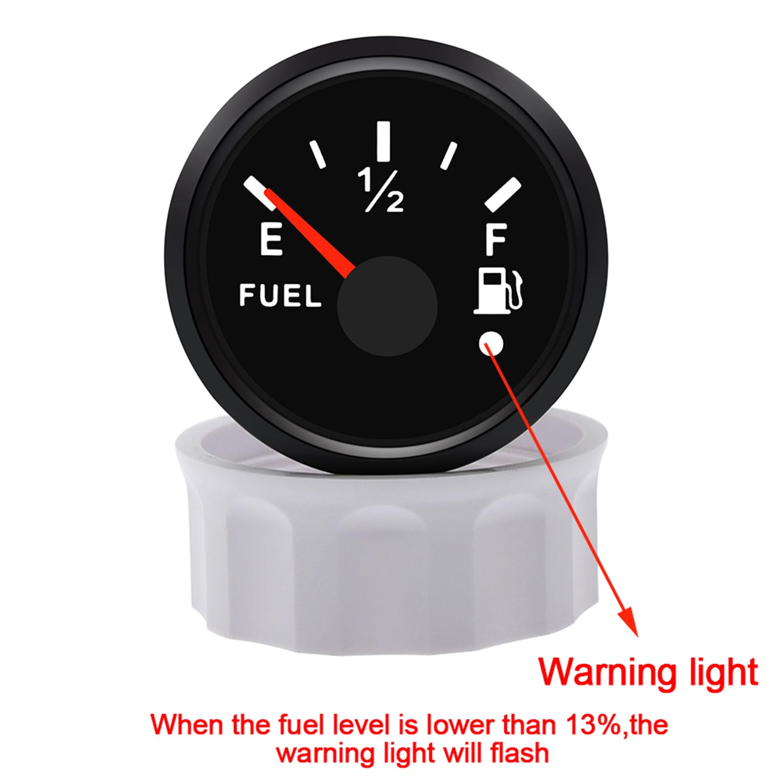Geloo 0-190Ohm Jauge de niveau de carburant 7 couleurs LED Jauge de réservoir de carburant étanche avec voyant d'alarme pour marine voiture RV camping-car yacht