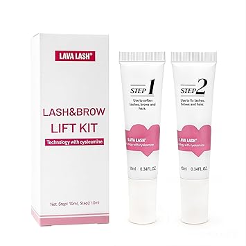 Lash and Brow Lift Kit Cysteamine Lift Kit 2 IN 1 Professional with High-Capacity Lotion Cysteamine Lift Kit- Eyelash Perm & Eyebrow Tinting Set for Salon & Home Use White