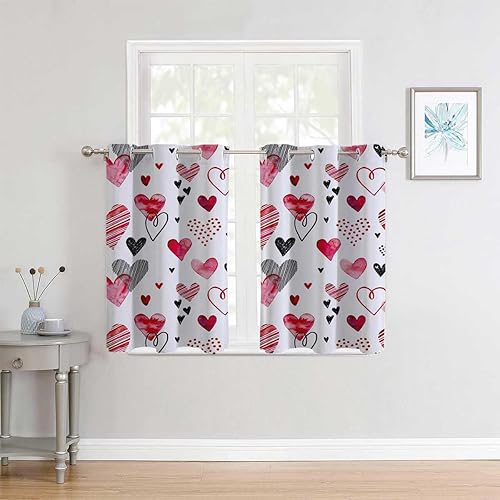 Cortina para Dividir Habitacion - Cortinas de puerta de San Valentín, tela acústica de 55 pulgadas de ancho por 45 pulgadas de largo, 2 paneles